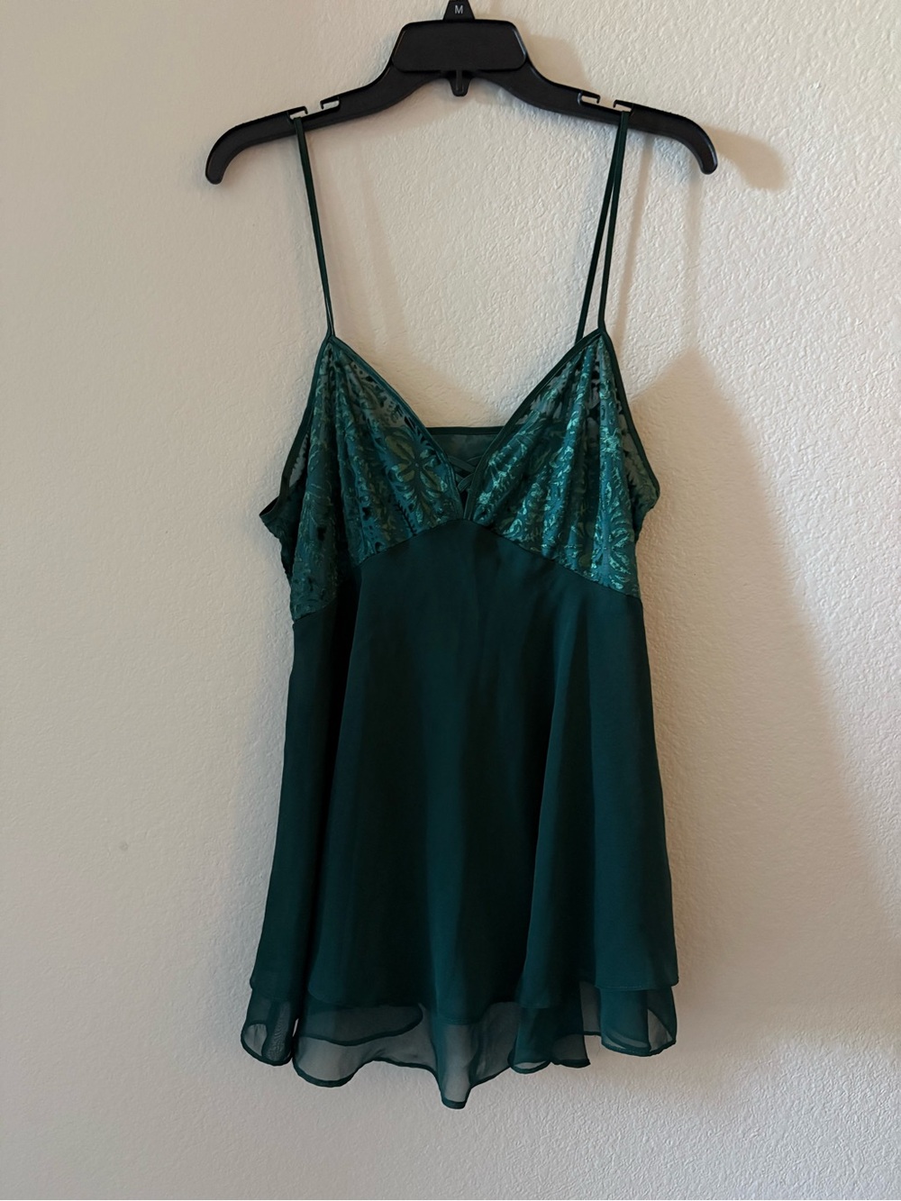 Expressions Teal Lace Bodice Sheer Mesh Cami